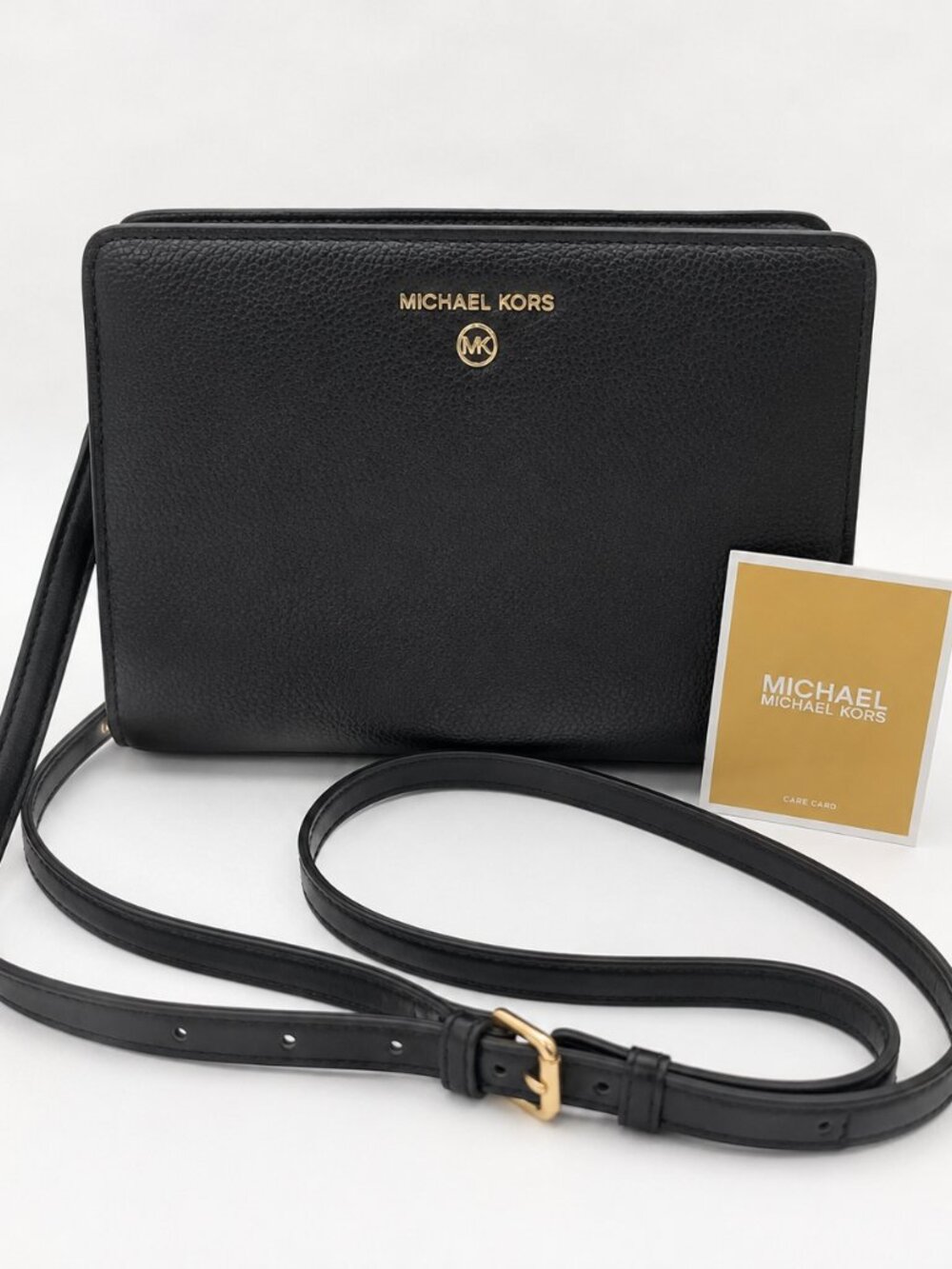 Michael Kors Valerie Small Pebbled Leather Crossbody - Black/Gold